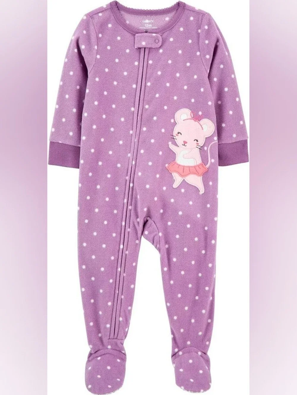 Carter's Toddler Girls' Mouse Fleece Footie Pajamas With Polka Dots, Size 4T